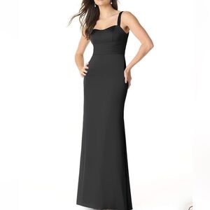 Azazie Riley Black Satin Sweetheart Maxi Dress